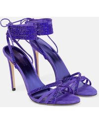 Paris Texas Holly Nicole Embellished Suede Sandals - Purple