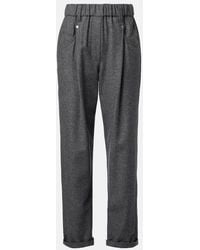 Brunello Cucinelli - Cropped Wool And Cashmere Straight Pants - Lyst