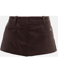 Magda Butrym - Leather-Trimmed Cotton Corduroy Shorts - Lyst