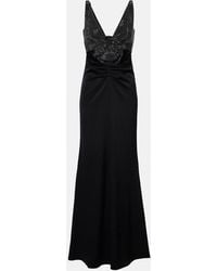 Roland Mouret - Floral-Applique Embellished Satin Crepe Gown - Lyst