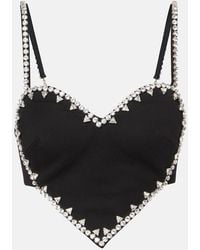 Area - Heart Crystal-Embellished Crop Top - Lyst