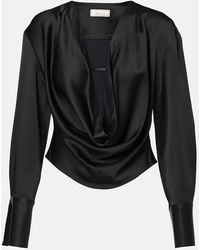 Blumarine - Envers Draped Satin Top - Lyst