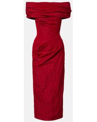 Magda Butrym - Off-Shoulder Draped Cotton-Blend Midi Dress - Lyst