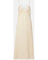 Chloé - Jacquard Lace-Trimmed Silk Midi Dress - Lyst