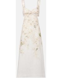 Zimmermann - Balance Floral Linen Midi Dress - Lyst
