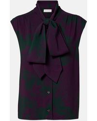 Dries Van Noten - Printed Tie-Neck Top - Lyst