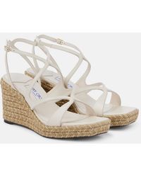 Jimmy Choo - Ayla 85 Leather Espadrille Wedges - Lyst
