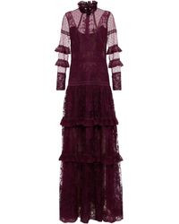 Costarellos Anastasia French Tulle And Lace Gown - Purple
