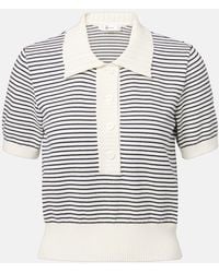 FRAME - Striped Cotton Polo Shirt - Lyst