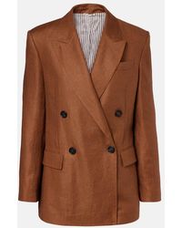 Brunello Cucinelli - Double-Breasted Linen Blazer - Lyst