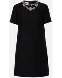 Valentino - Crepe Couture Embellished Wool And Silk Minidress - Lyst