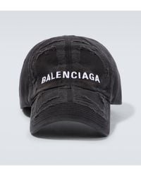 Balenciaga - Black Distressed Baseball Cap - Lyst