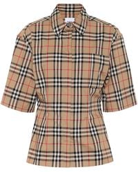 Burberry Vintage Check Stretch-cotton Shirt - Natural