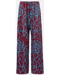 Dries Van Noten - Floral Jersey Straight Pants - Lyst