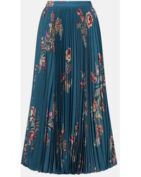 Etro - Gonna Midi Plisse A Vita Alta Con Stampa Floreale - Lyst