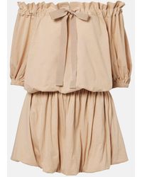 Patou - Tie-Neck Cotton Faille Minidress - Lyst