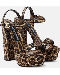 Dolce & Gabbana - Crystal-embellished Platform Sandals - Lyst