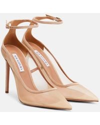 Aquazzura - Love Affair 105 Suede-Trimmed Mesh Pumps - Lyst