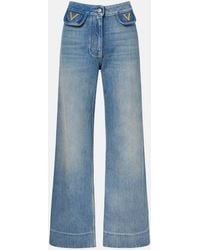 Valentino - Vgold Mid-Rise Wide-Leg Jeans - Lyst