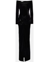 Alessandra Rich - Bow-Detail Off-Shoulder Velvet Gown - Lyst
