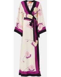 La DoubleJ - Robe Portefeuille En Soie A Fleurs - Lyst
