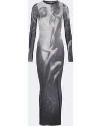 Jean Paul Gaultier - Printed Mesh Maxi Dress - Lyst