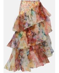 Zimmermann - Luna Floral Ruffled Maxi Skirt - Lyst