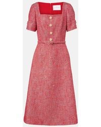 Carolina Herrera - Cotton-Blend Lame Tweed Midi Dress - Lyst