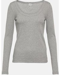 Totême - Ribbed-knit Cotton-blend Jersey Top - Lyst