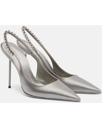 Paris Texas - Lidia 105 Embellished Satin Slingback Pumps - Lyst