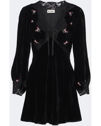 RIXO London - Carolina Lace-Trimmed Velvet Minidress - Lyst