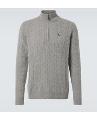 Polo Ralph Lauren - Cable-Knit Wool And Cashmere Half-Zip Sweater - Lyst