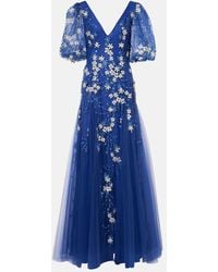Costarellos - Robe Longue En Tulle A Fleurs - Lyst