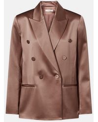 The Sei - Double-Breasted Silk Satin Blazer - Lyst