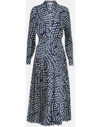 Tory Burch - Checked Pleated Silk Shirt Dress - Lyst