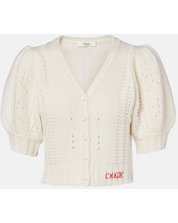 Chloé - Pointelle Wool And Cashmere Cardigan - Lyst