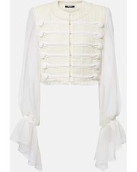 Balmain - Silk-Trimmed Boucle Jacket - Lyst