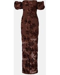 ROTATE BIRGER CHRISTENSEN - Tasha Embroidered Off-Shoulder Maxi Dress - Lyst