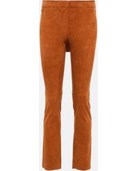 Stouls - Jacky Mid-rise Slim Suede Pants - Lyst