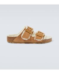 Birkenstock - Arizona Leather And Shearling Sandals - Lyst