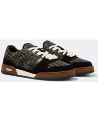Fendi - Match Ff Zucca Suede-Trimmed Sneakers - Lyst