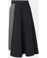 Sacai - Paneled Taffeta And Wool Flannel Midi Skirt - Lyst