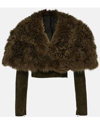 Alaïa - Cropped Shearling And Suede Jacket - Lyst