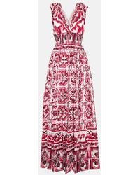 Dolce & Gabbana - Vestido largo con estampado mayólica - Lyst