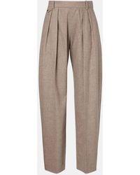KHAITE - Dugan Wool-Blend Tapered Pants - Lyst