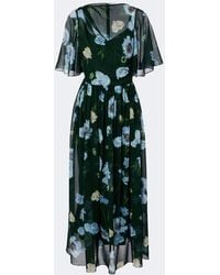 Erdem - Floral Draped Silk Voile Midi Dress - Lyst