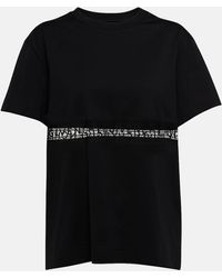 Givenchy - Lace-trimmed Cotton Jersey T-shirt - Lyst