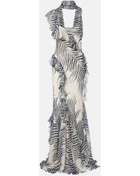 De La Vali - Mayara Zebra-Print Georgette Maxi Dress - Lyst