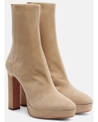 Aquazzura - Martine 110 Suede Platform Ankle Boots - Lyst