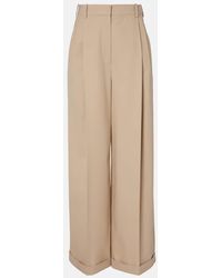 Loewe - High-Rise Cotton Wide-Leg Pants - Lyst